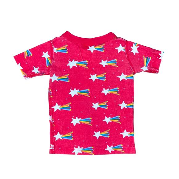 Hanna Andersson Sz 3 Red Shooting Stars Short Sleeve & Shorts Pajama Sest - Picture 3 of 8